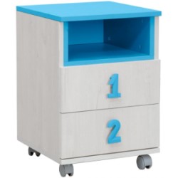 Dětská komoda Numero 2F - dub bílý/modrá
