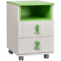 Dětská komoda Numero 2F - dub bílý/zelená