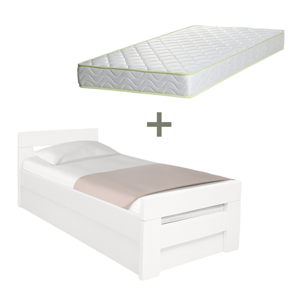 Levně Postel z masivu K2 BOX 90 buk natural s matrací ELASTIK - SET