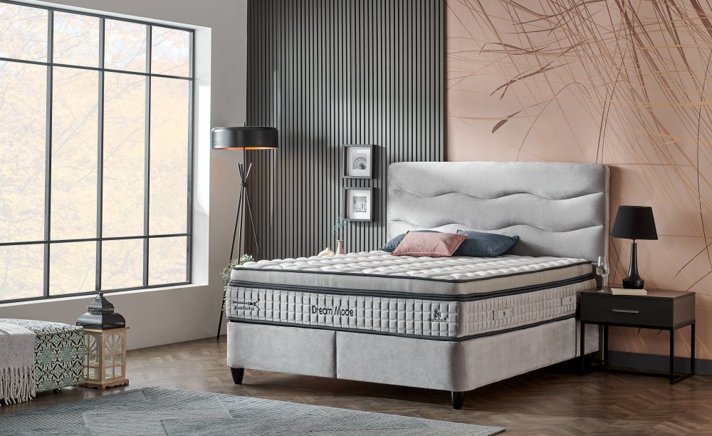 Čalouněná postel DREAM MODE NEW - světle šedá 150 × 200 cm