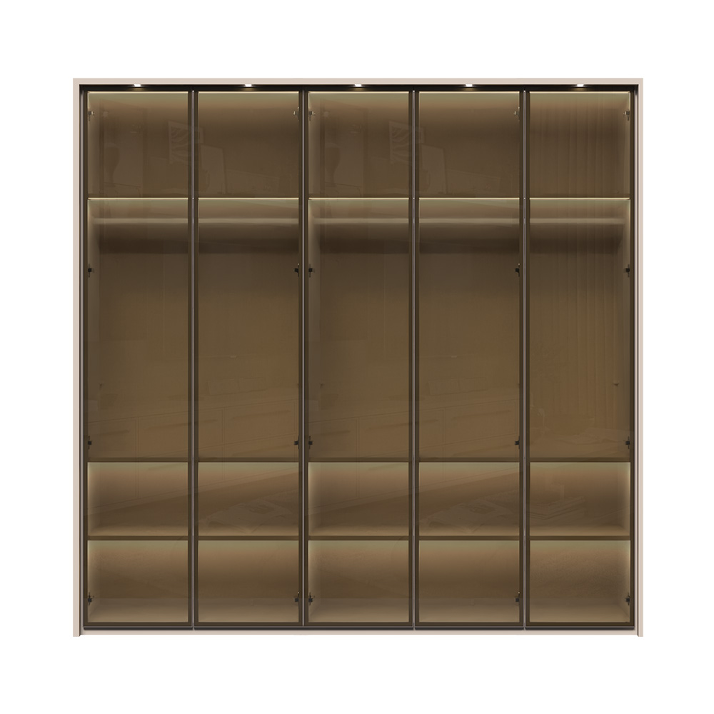 Sestava skříní s rámem a osvětlením OPERA - P5B-5AL/OP - Cashmere lak mat