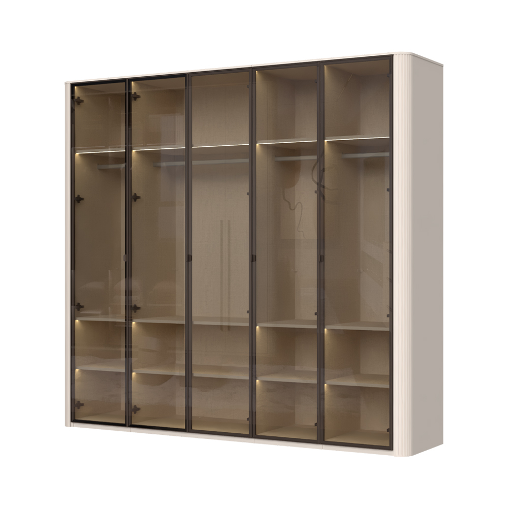 Levně Skříň prosklená RONDO - P5-5AL/RO - Cashmere lak mat