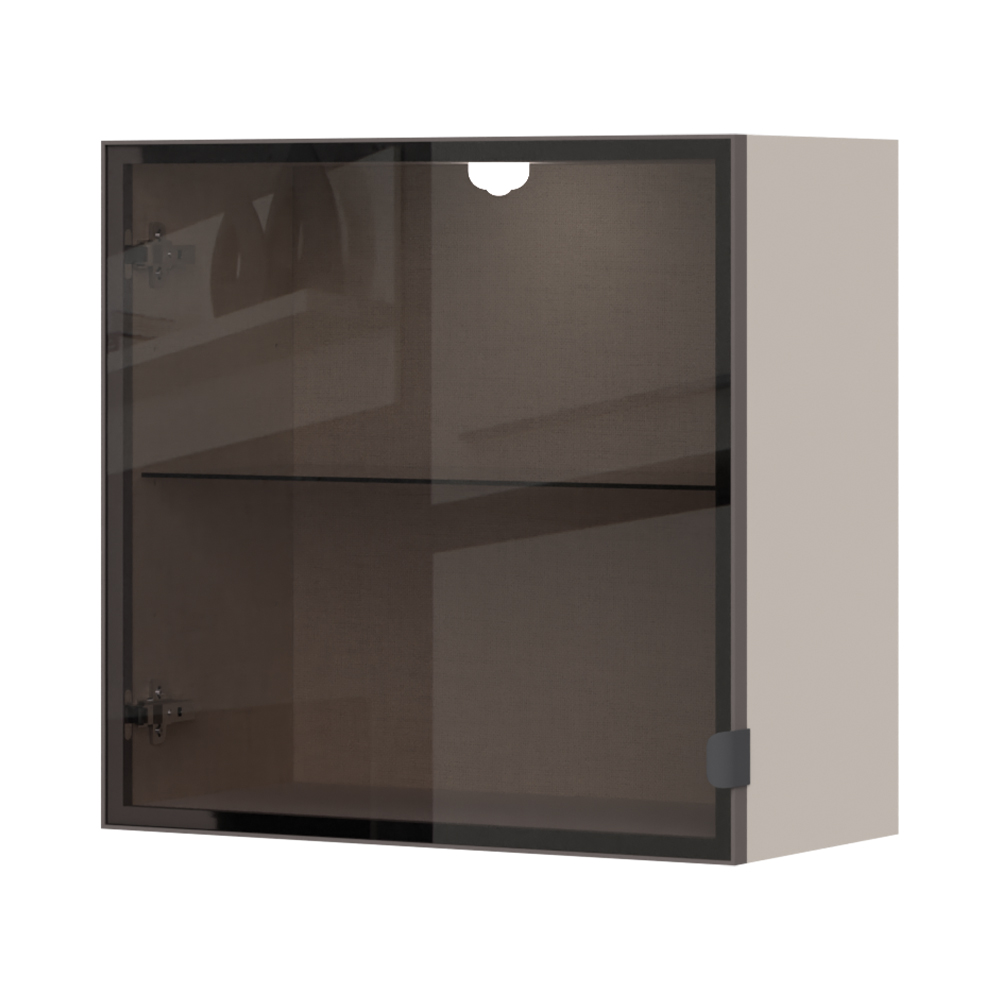 Závěsná skříň OPERA se sklem a hliníkovým rámem - VK60-1AL/OP - Cashmere lak mat