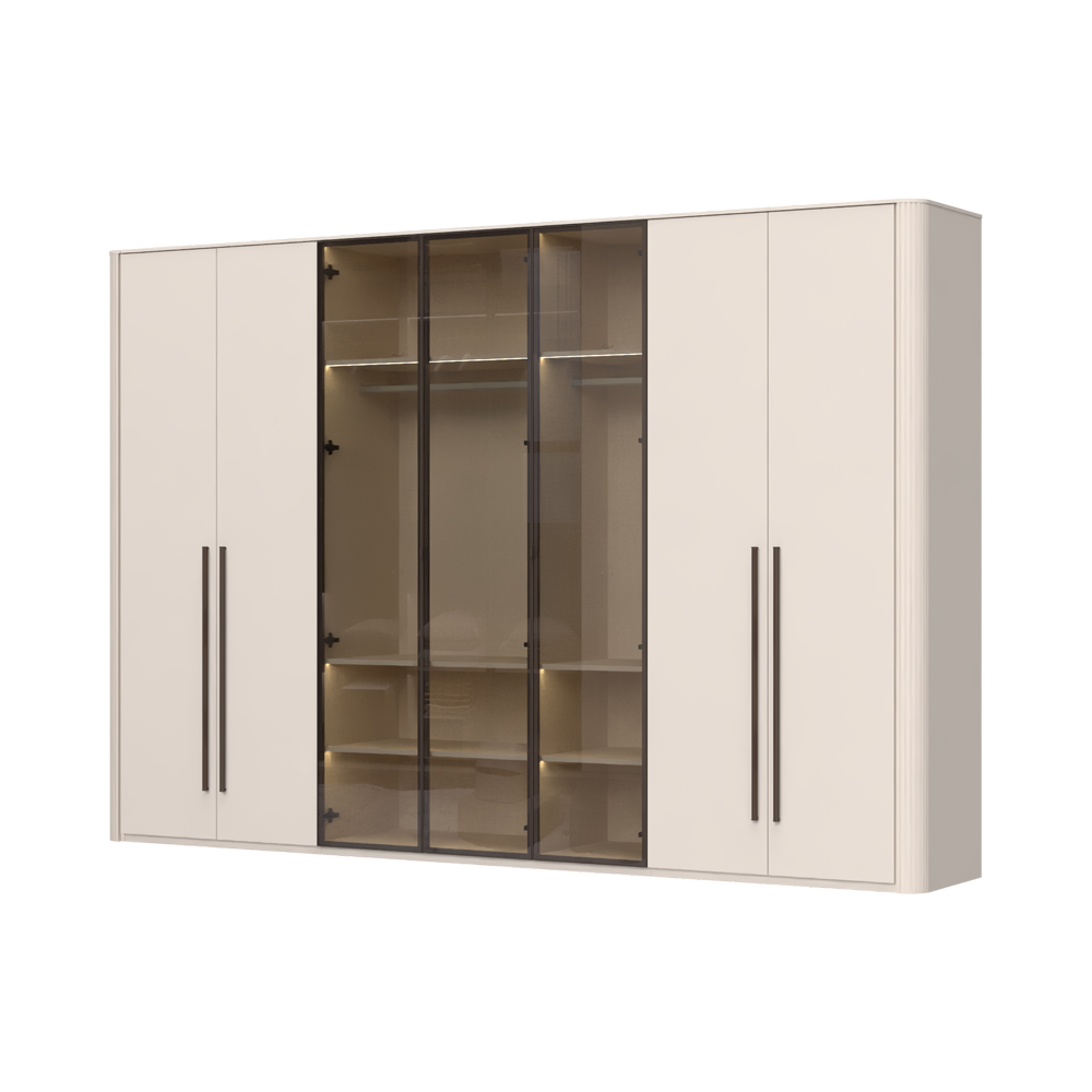Levně Skříň prosklená RONDO - P7-3AL/RO - Cashmere lak mat
