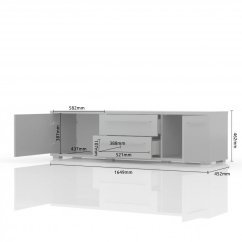 Televizní stolek PIANO TV165-2K2F/PN bílá lesk