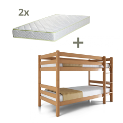 Patrová postel z masivu LENNY H 173 buk natur s matracemi ELASTIK - SET