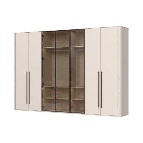 Skříň prosklená RONDO - P7-3AL/RO - Cashmere lak mat