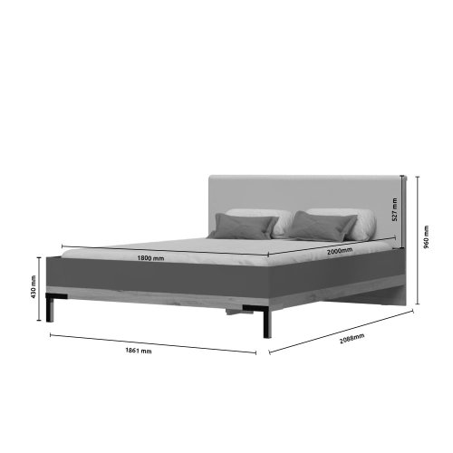 Postel ONYX - KR180-ON antracit lesk/ořech pacific lesk