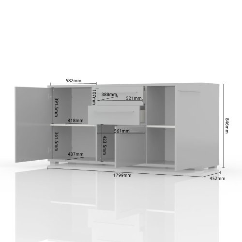 Komoda PIANO K180-3K2F/PN bílá lesk