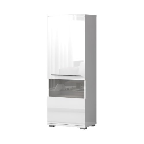 Vitrína V60V-1KS/PN bílá lesk 