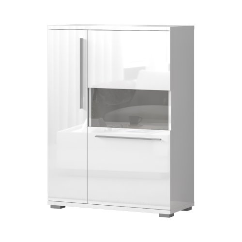 Vitrína PIANO V90-2KS/PN bílá lesk