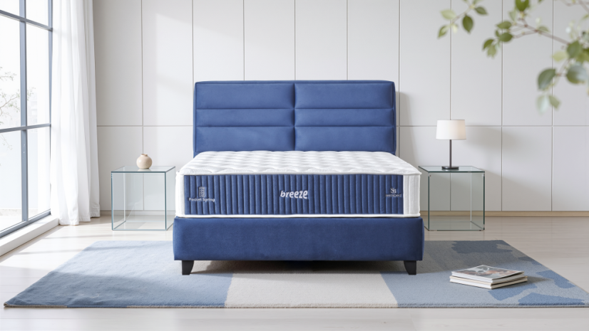 Čalouněná postel BREEZE s matrací - modrá