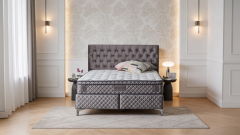 Čalouněná postel DELUXE s matrací - šedá