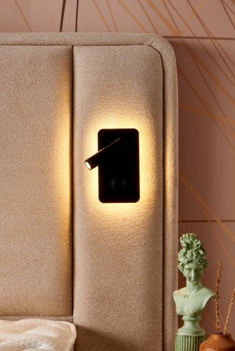 Čalouněná postel LUNA s matrací - světle béžová s perletí