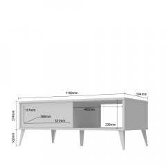 Konferenční stolek VIDA - KLS bílá lesk/ořech pacific lesk