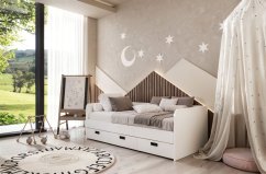 Postel s roštem AMBER dub premium a matracemi SOLO - set