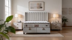 Čalouněná postel SOHO s matrací - béžová