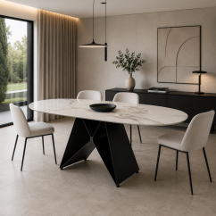 Jídelní stůl CALACATTA IMPERIALE – 201,5 × 90 cm, keramická deska 12 mm
