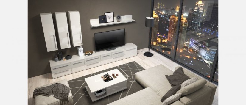 Televizní stolek PIANO TV150-2K2F/PN bílá lesk