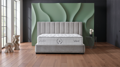 Čalouněná postel WAVE s matrací - šedá