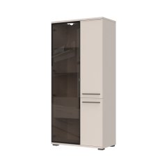 Vitrína OPERA se sklem a hliníkovým rámem - V90V-2K1AL/OP - Cashmere lak mat