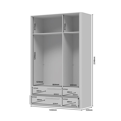 Skříň se zrcadlem AIR - P32-3OG/AI - Pepper bílá lak mat
