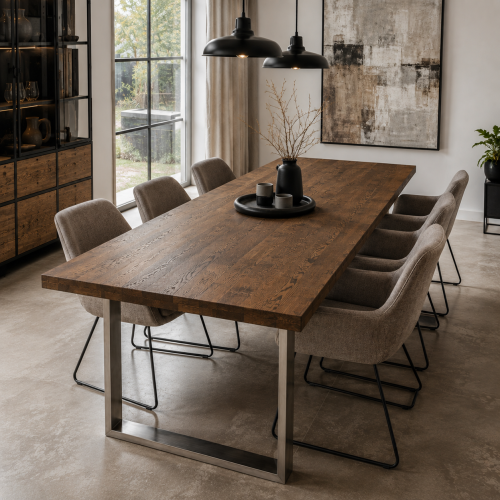 Vystavený jídelní stůl ORLEAN 220 × 90 cm – dub olej tmavý