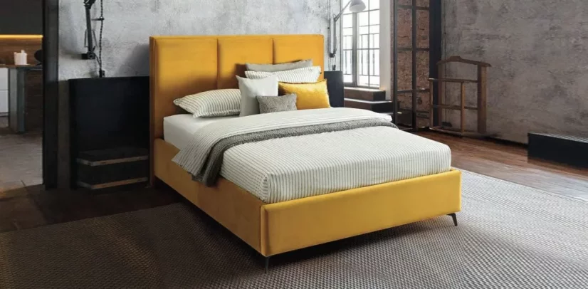Čalouněná postel CESTO - oranžová - Rozměr: 180 × 200 cm