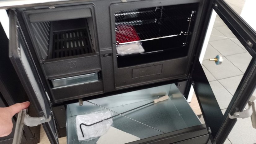 Sporák na tuhá paliva PLAMEN 910 GLAS -  bílý