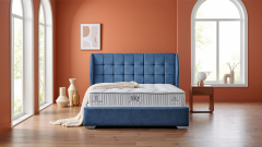 Čalouněná postel SKY s matrací - modrá