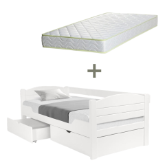 Postel z masivu K1 SOFA 90 PLNÁ PLUS buk natural s matrací ELASTIK - SET