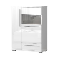 Vitrína V90-2KS1F/PN bílá lesk