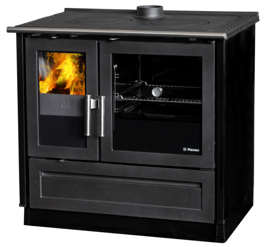 PLAMEN Sporák na tuhá paliva 910 GLAS -  černý