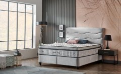 Čalouněná postel DREAM MODE NEW s matrací - světle šedá