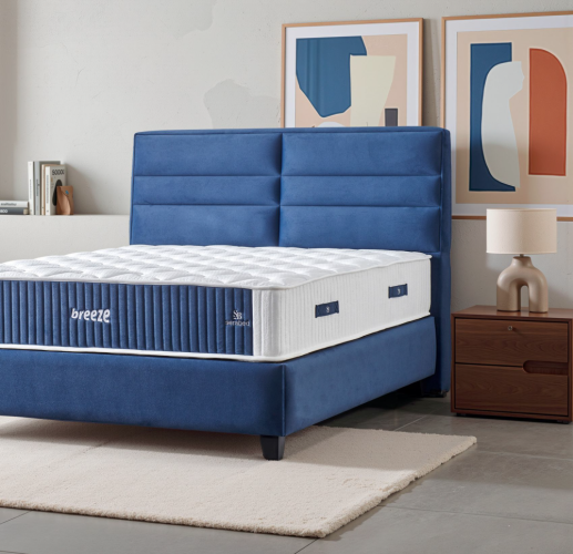 Čalouněná postel BREEZE s matrací - modrá