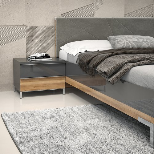 Postel ONYX - KR180-ON antracit lesk/ořech pacific lesk