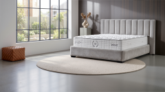 Čalouněná postel WAVE s matrací - šedá