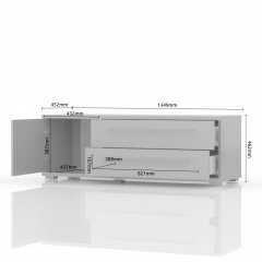 Televizní stolek PIANO TV135-1K2F/PN bílá lesk