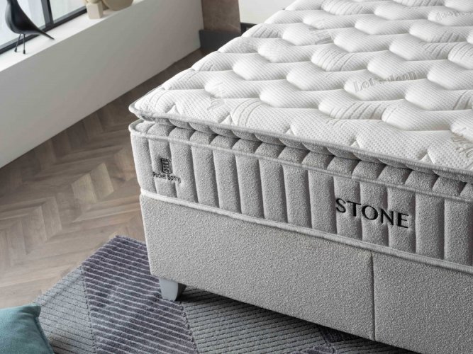 Čalouněná postel STONE NEW s matrací - béžová