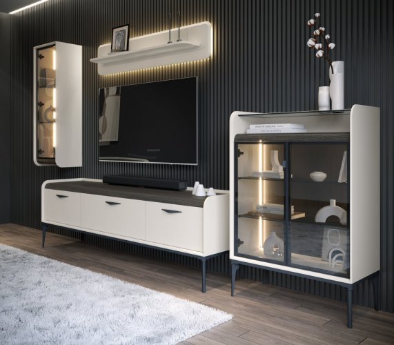 Vitrína SOFFY - V80-2K/SF - Pepper bílá lak mat