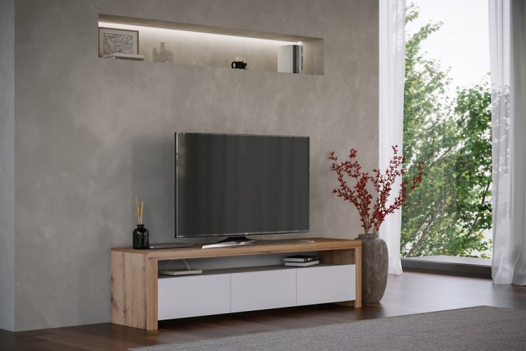 TV komoda NAPOLI - dub artisan/bílá