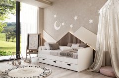 Postel s roštem AMBER dub premium a matracemi SOLO - set