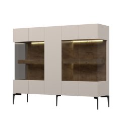 Komoda skleněná SKY45 K152-5KS/S45 - dub tobacco/matný efekt kašmír