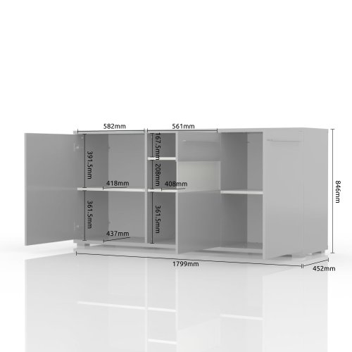 Komoda PIANO K180-3KS/PN bílá lesk
