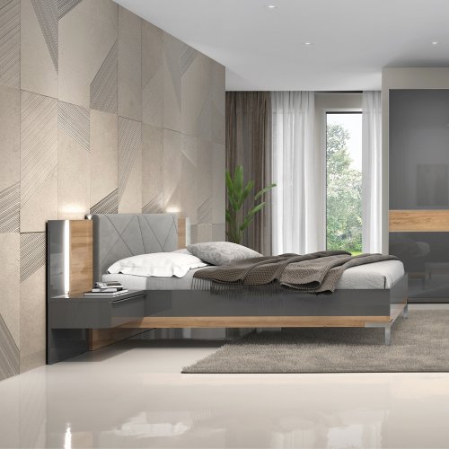 Postel ONYX - KR180-ON antracit lesk/ořech pacific lesk