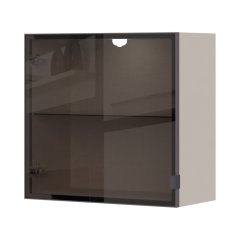 Závěsná skříň OPERA se sklem a hliníkovým rámem - VK60-1AL/OP - Cashmere lak mat