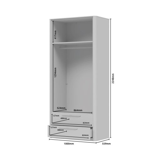 Skříň se zrcadlem AIR - P22-2OG/AI - Pepper bílá lak mat