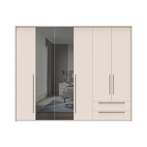 Sestava skříní s rámem a zrcadlem OPERA - P62A-2OG/OP - Cashmere lak mat