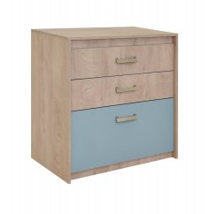 Dětská komoda KINDER 3F - dub premium/modrá
