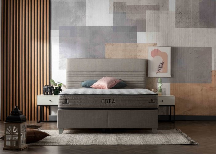 Čalouněná postel CREA NEW s matrací - světle šedá